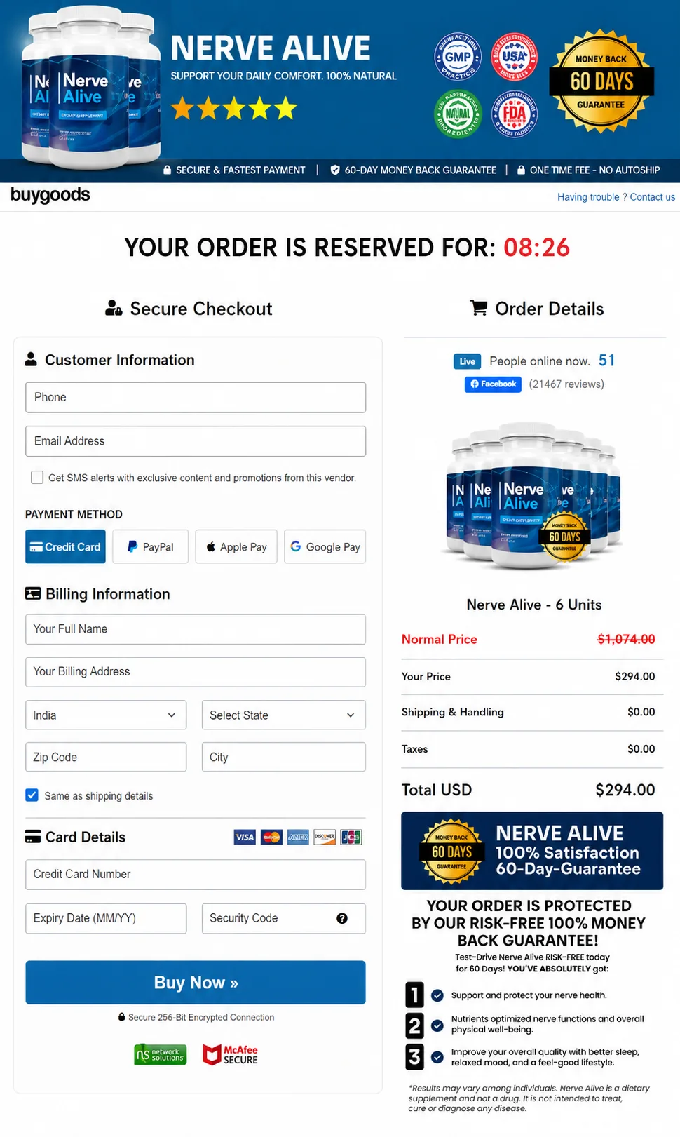 Nerve Alive Order Page Nerve Alive Secure Order Page